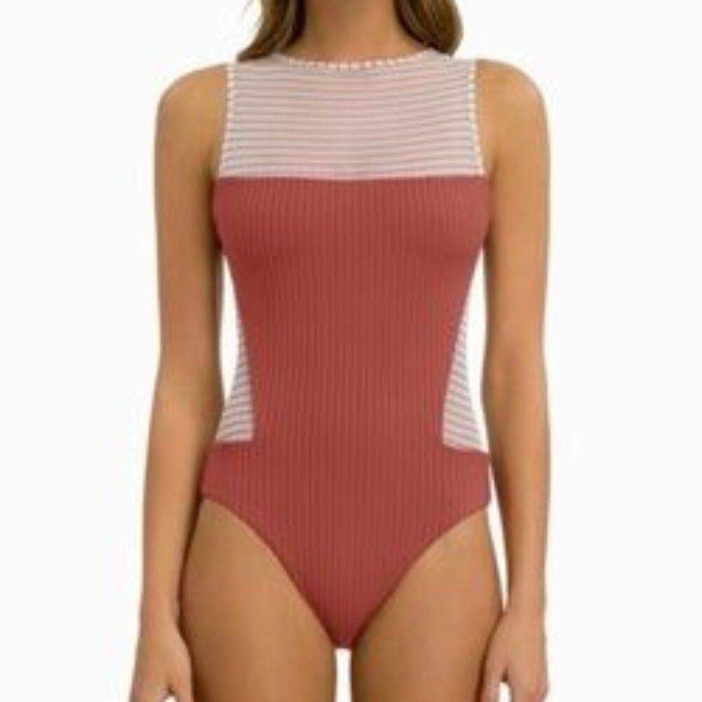 Boys + Arrows Red and Cream One Piece Swimsuit